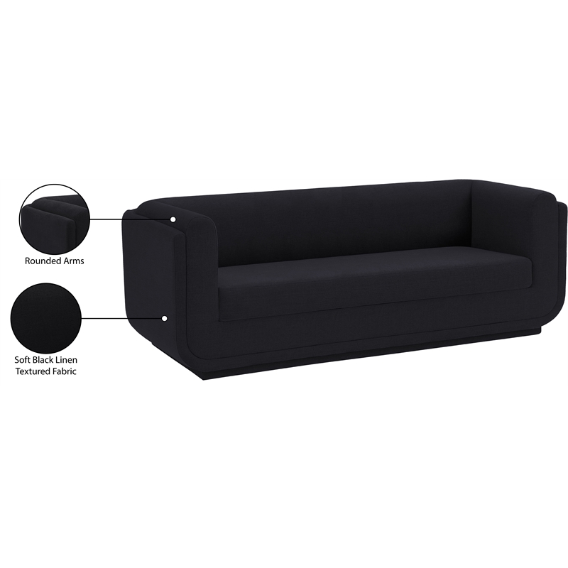 Meridian Furniture Kimora Black Linen Textured Fabric Sofa