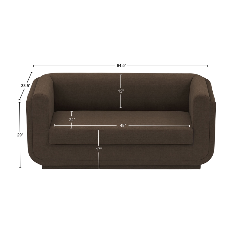 Meridian Furniture Kimora Brown Linen Textured Fabric Loveseat