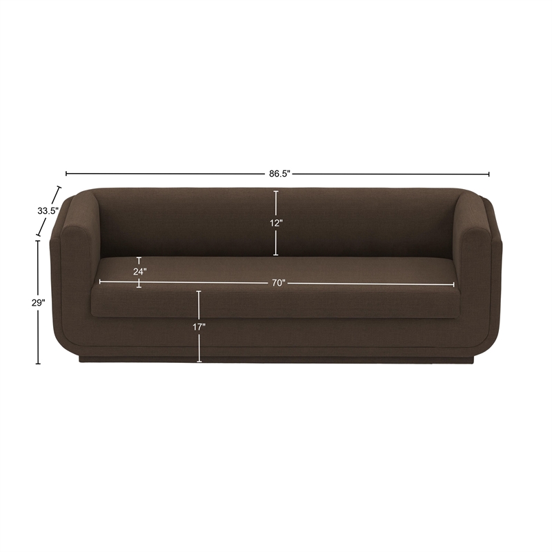 Meridian Furniture Kimora Brown Linen Textured Fabric Sofa