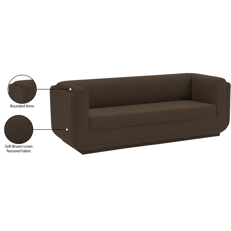 Meridian Furniture Kimora Brown Linen Textured Fabric Sofa