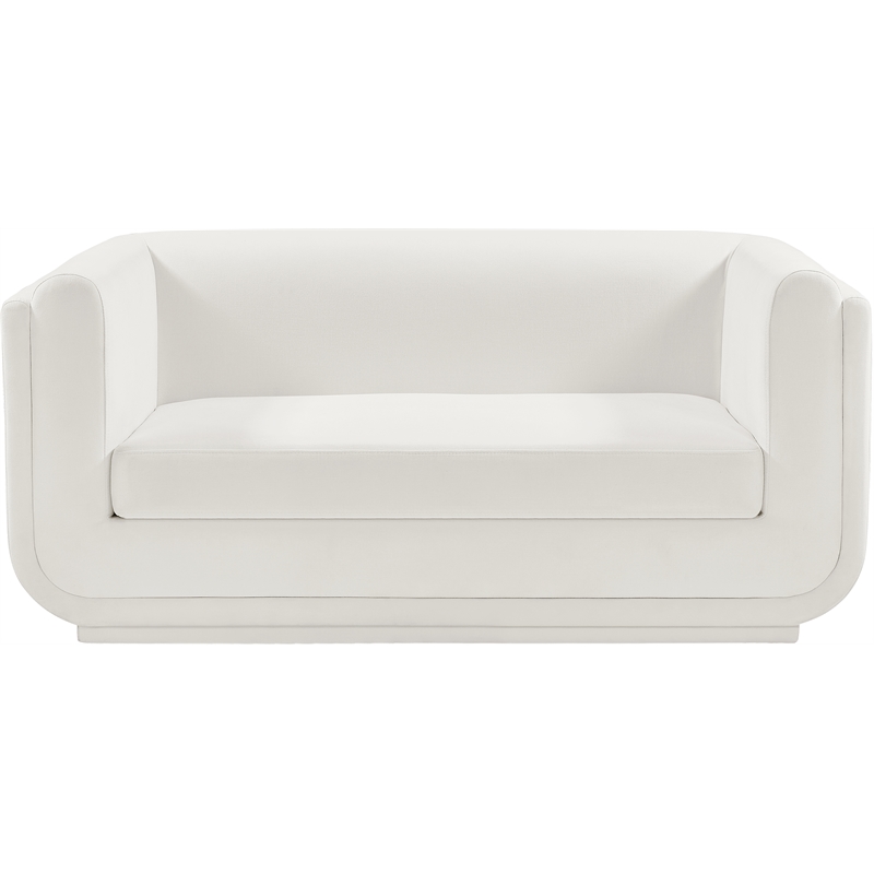 Meridian Furniture Kimora Cream Linen Textured Fabric Loveseat
