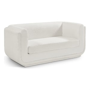 Meridian Furniture Kimora Cream Linen Textured Fabric Loveseat