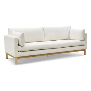 Meridian Furniture Langham Cream Linen Textured Fabric Sofa