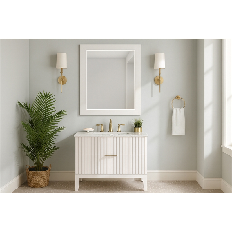 Meridian Furniture Monad White Mirror