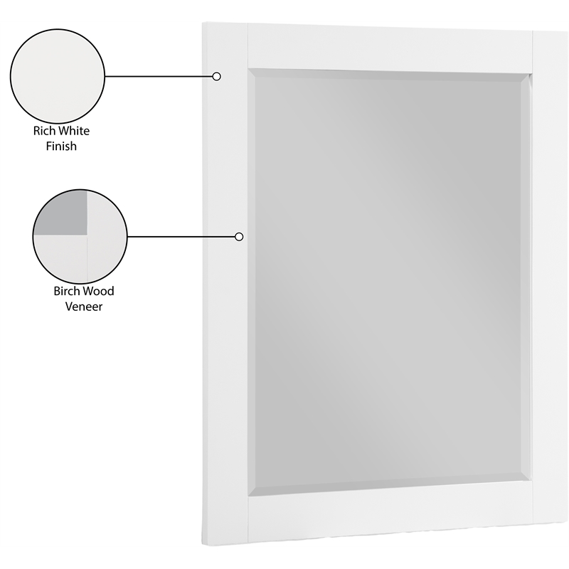 Meridian Furniture Monad White Mirror