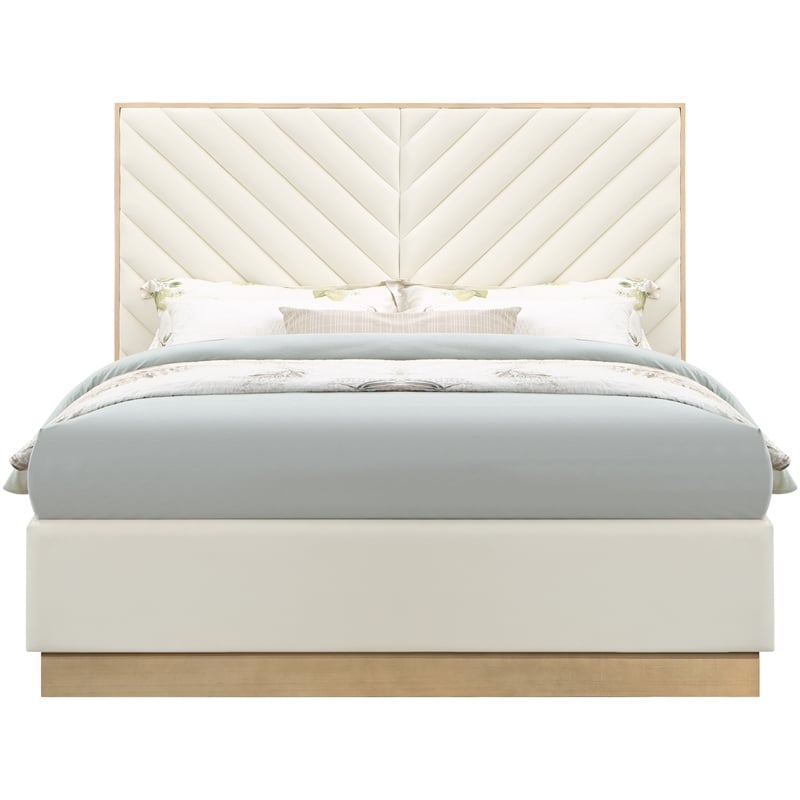 Meridian Furniture Casa Cream Vegan Leather King Bed
