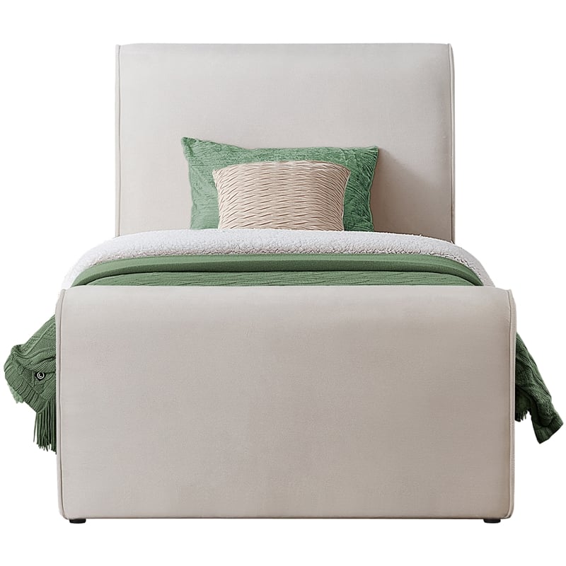 Meridian Furniture Sloan Cream Velvet Twin Bed