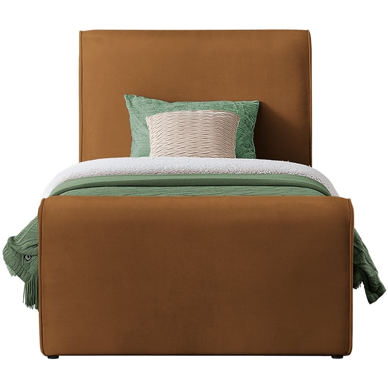 Meridian Furniture Sloan Saddle Velvet Twin Bed