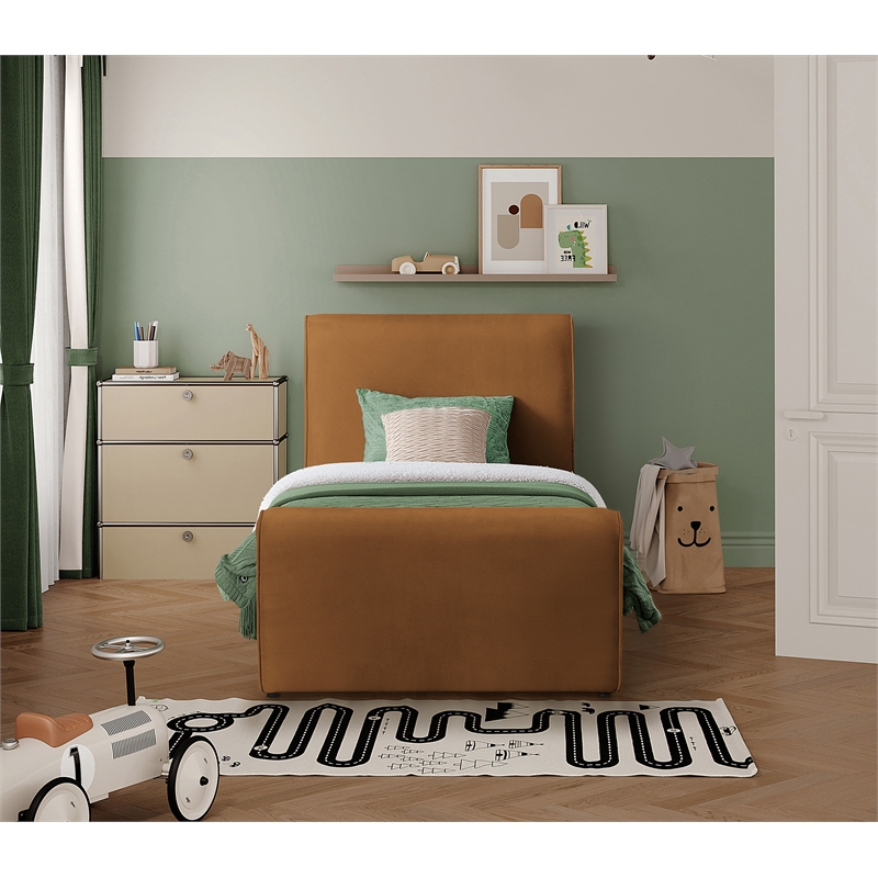 Meridian Furniture Sloan Saddle Velvet Twin Bed