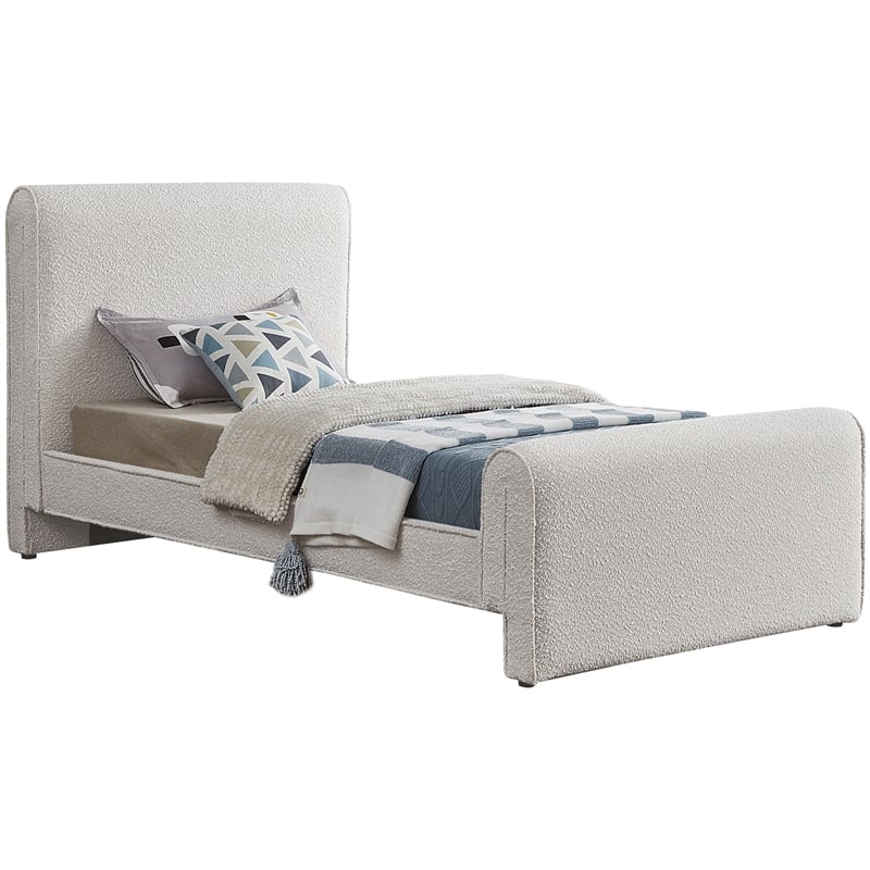 Meridian Furniture Stylus Cream Boucle Fabric Twin Bed
