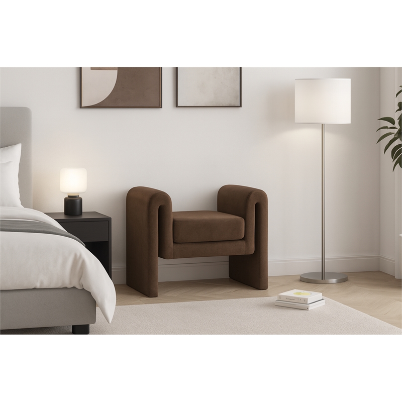Meridian Furniture Stylus Brown Velvet Bench