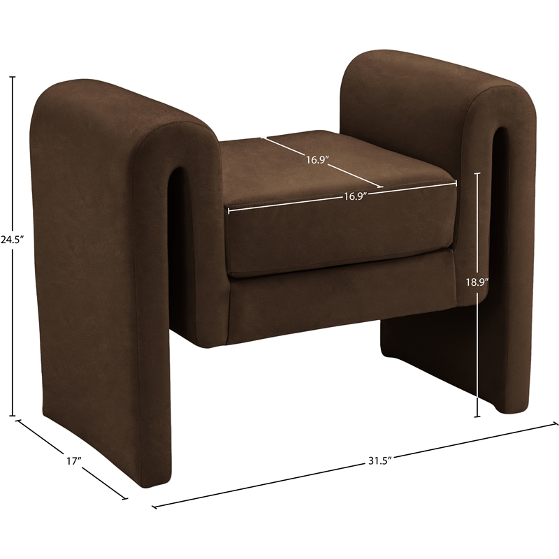 Meridian Furniture Stylus Brown Velvet Bench