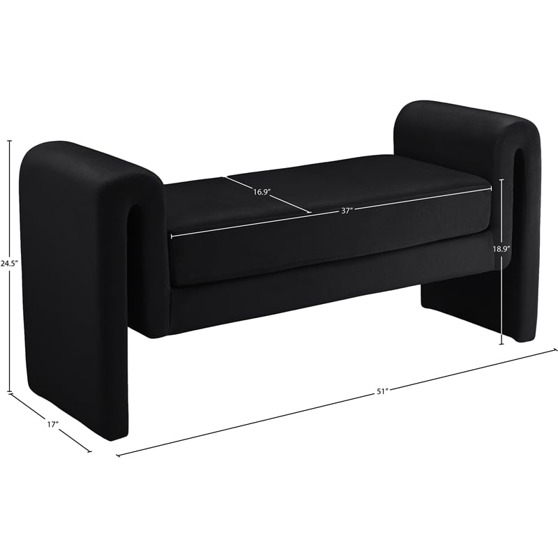Meridian Furniture Stylus Black Velvet Bench