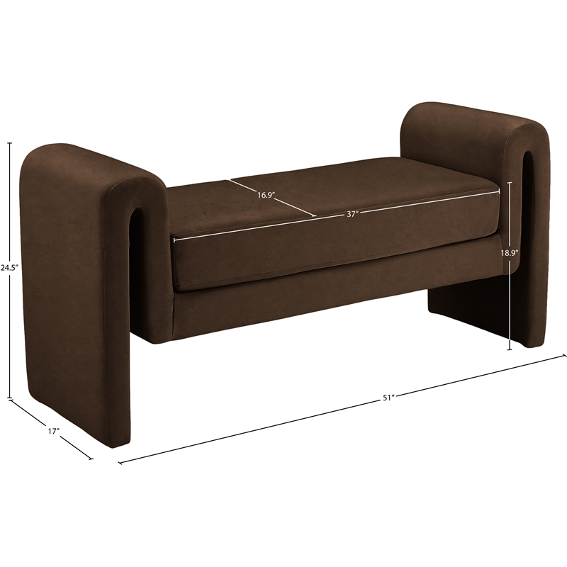 Meridian Furniture Stylus Brown Velvet Bench