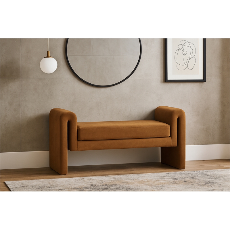Meridian Furniture Stylus Saddle Velvet Bench