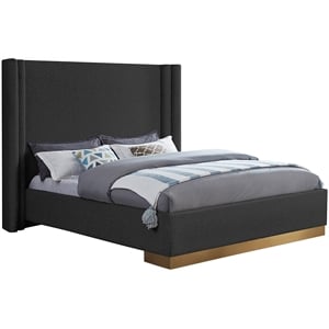 Meridian Furniture Halton Black Boucle Fabric Queen Bed