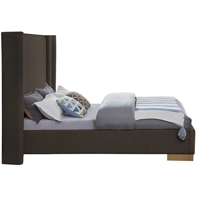 Meridian Furniture Halton Brown Boucle Fabric King Bed