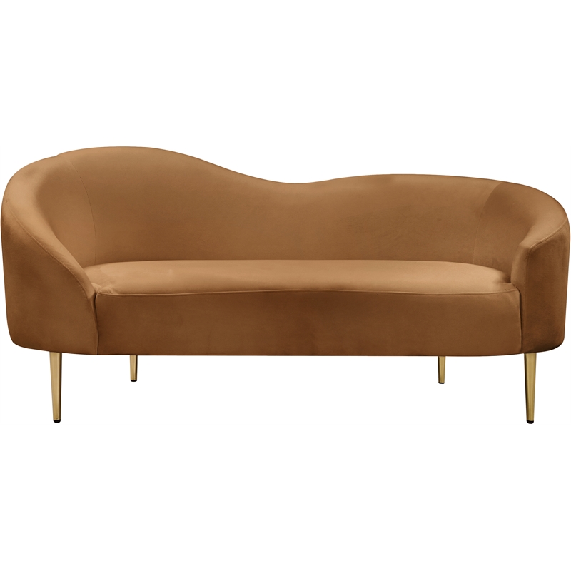 Meridian Furniture Ritz Saddle Velvet Loveseat