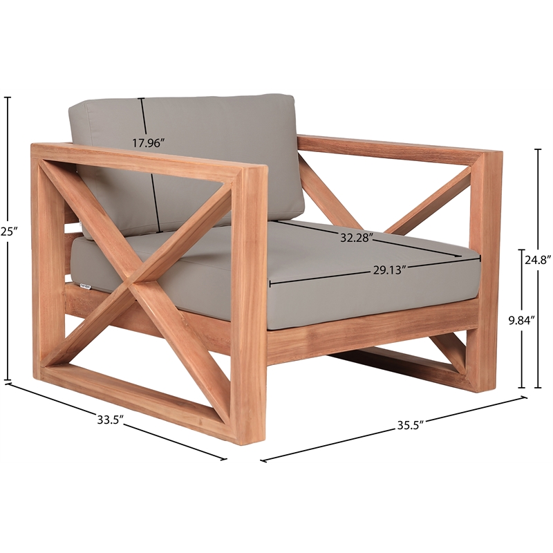 Meridian Furniture Anguilla Grey Water Resisting Outdoor Chair