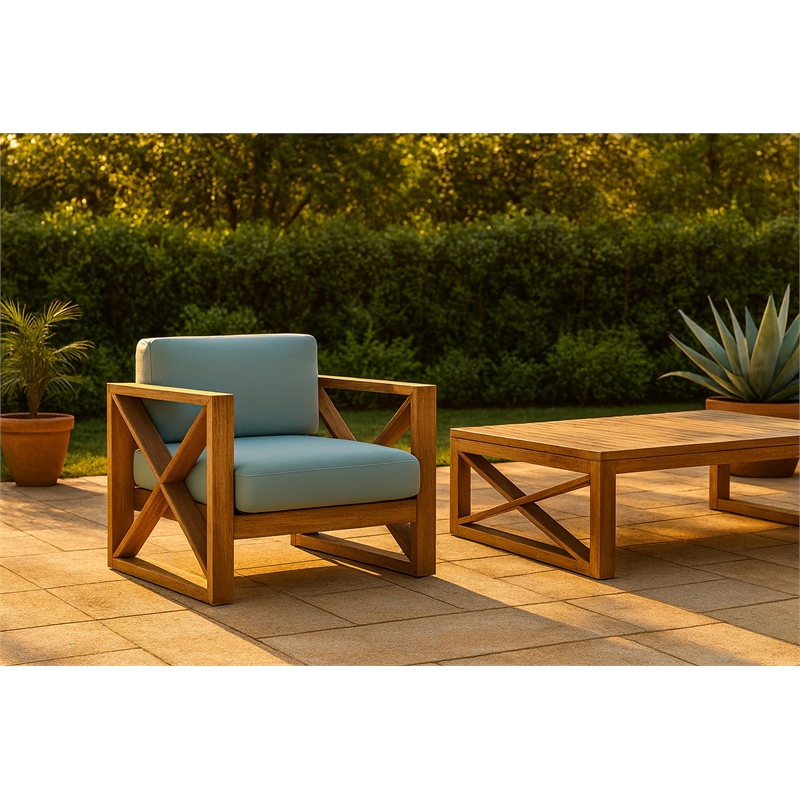 Meridian Furniture Anguilla Blue Water Resisting Outdoor Chair