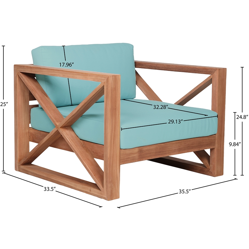 Meridian Furniture Anguilla Blue Water Resisting Outdoor Chair