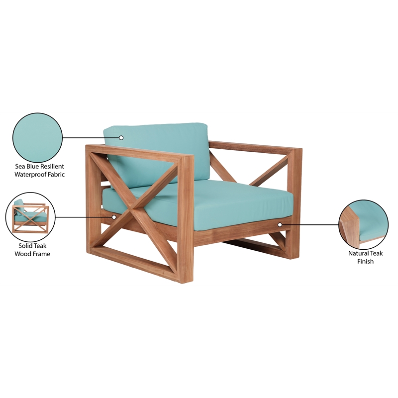 Meridian Furniture Anguilla Blue Water Resisting Outdoor Chair