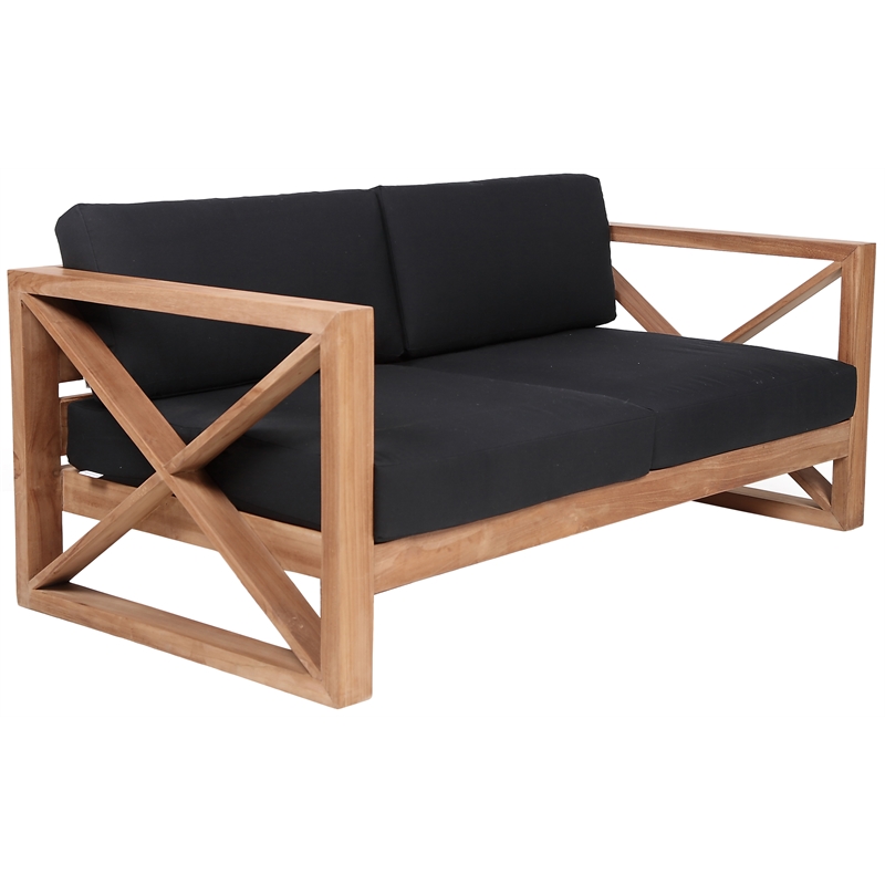 Meridian Furniture Anguilla Black Water Resisting Outdoor Loveseat