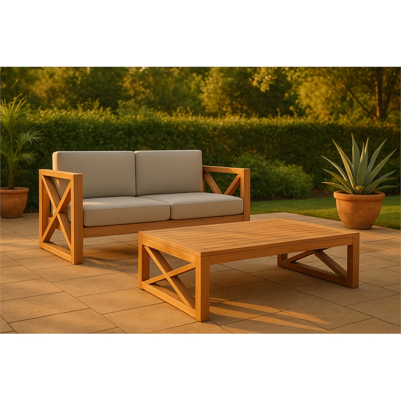 Meridian Furniture Anguilla Grey Water Resisting Outdoor Loveseat