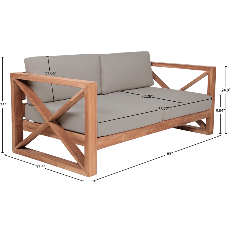 Meridian Furniture Anguilla Grey Water Resisting Outdoor Loveseat