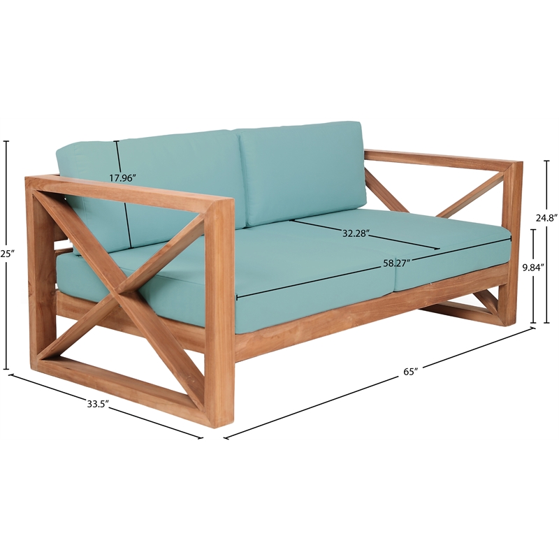 Meridian Furniture Anguilla Blue Water Resisting Outdoor Loveseat