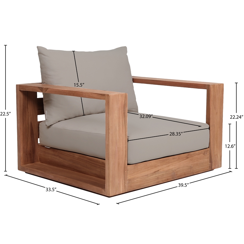 Meridian Furniture Tulum Grey Water Resisting Outdoor Chair