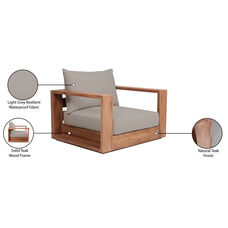 Meridian Furniture Tulum Grey Water Resisting Outdoor Chair