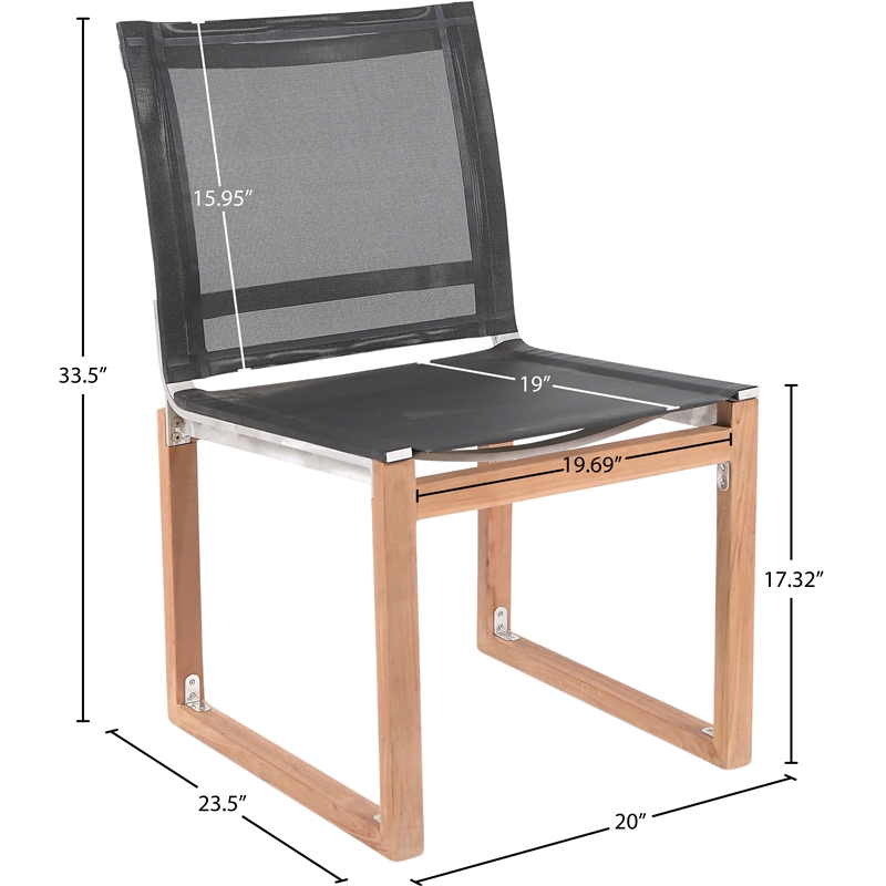 Meridian Furniture Tulum Black Water Resisting Outdoor Dining Side Chair