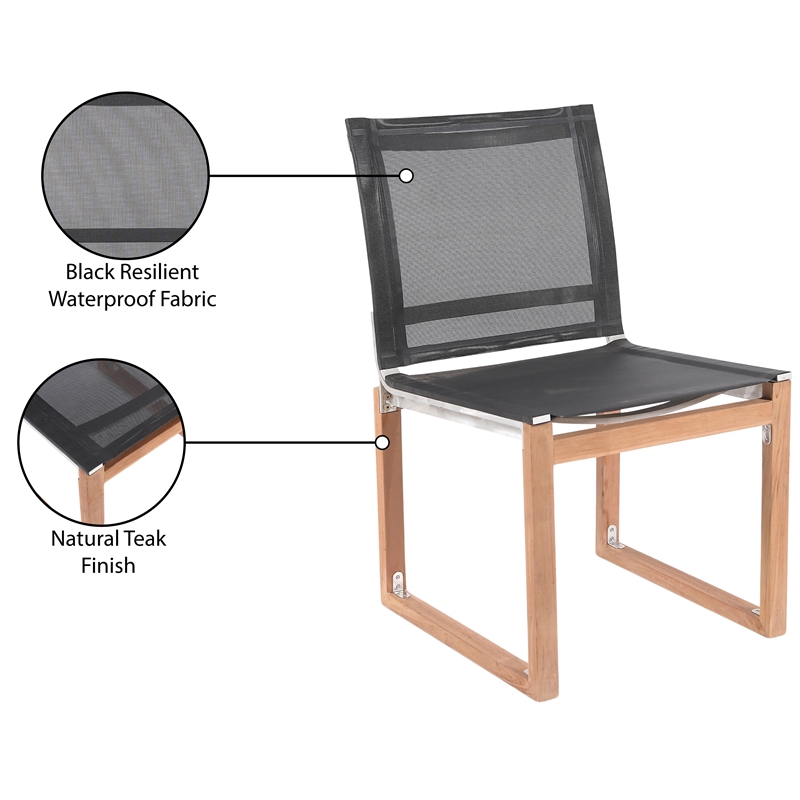 Meridian Furniture Tulum Black Water Resisting Outdoor Dining Side Chair