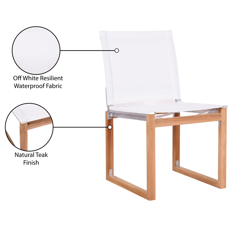 Meridian Furniture Tulum Off White Water Resisting Outdoor Dining Side Chair