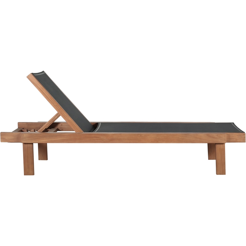 Meridian Furniture Tulum Black Water Resisting Outdoor Patio Lounger