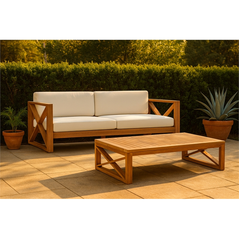Meridian Furniture Anguilla Off White Water Resisting Outdoor Sofa