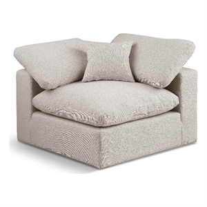 Meridian Furniture Comfy Beige Linen Textured Fabric Corner Chair