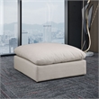 Meridian Furniture Comfy Beige Linen Textured Fabric Ottoman