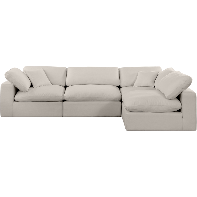 Meridian Furniture Comfy Beige Linen Textured Fabric 4-Pc. Modular Sectional