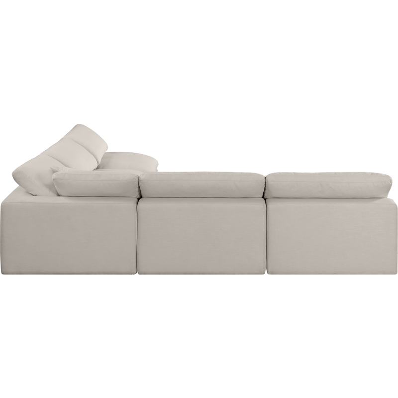 Meridian Furniture Comfy Beige Linen Textured Fabric 5-Pc. Modular Sectional