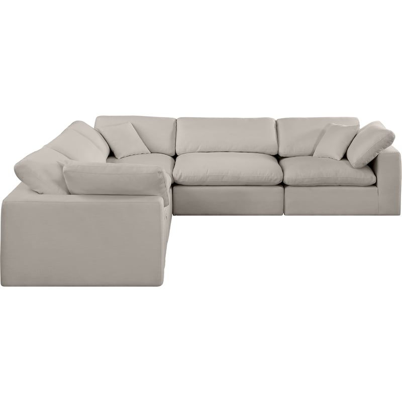 Meridian Furniture Comfy Beige Linen Textured Fabric 5-Pc. Modular Sectional