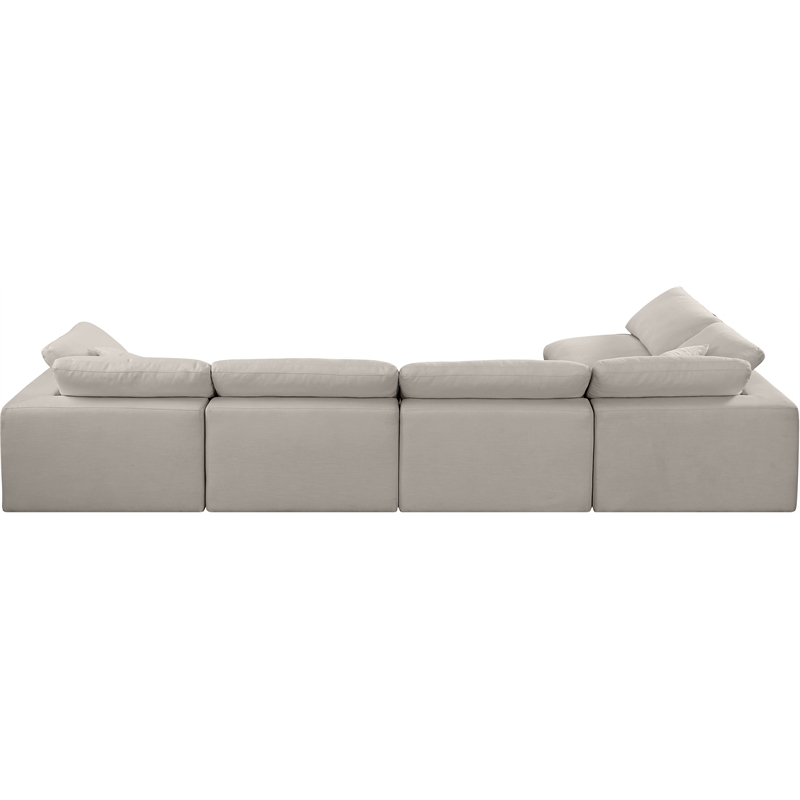 Meridian Furniture Comfy Beige Linen Textured Fabric 5-Pc. Modular Sectional