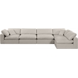 Meridian Furniture Comfy Beige Linen Textured Fabric 5-Pc. Modular Sectional