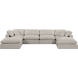 Meridian Furniture Comfy Beige Linen Textured Fabric 6-Pc. Modular Sectional