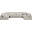 Meridian Furniture Comfy Beige Linen Textured Fabric 6-Pc. Modular Sectional