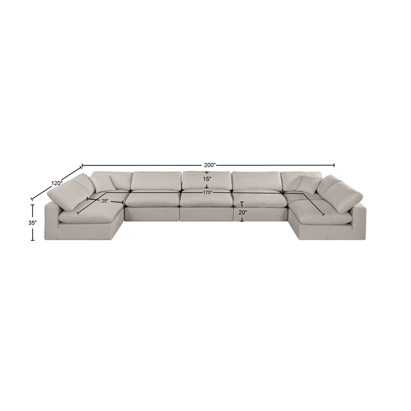 Meridian Furniture Comfy Beige Linen Textured Fabric 7-Pc. Modular Sectional