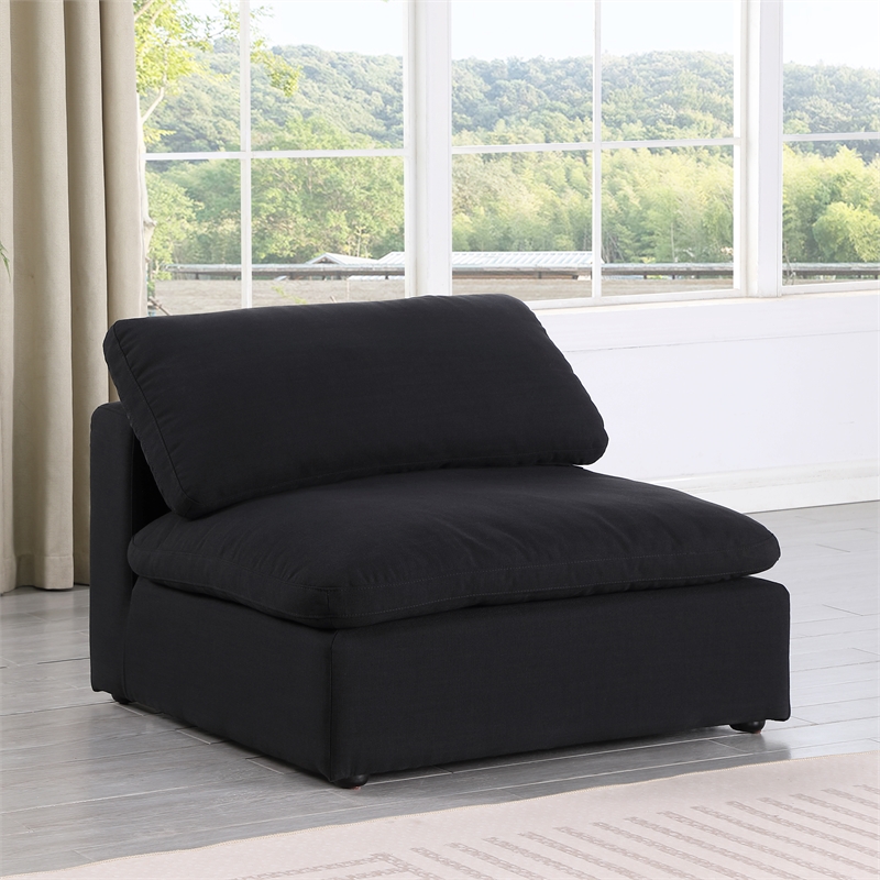Meridian Furniture Comfy Black Linen Textured Fabric Armless Chair