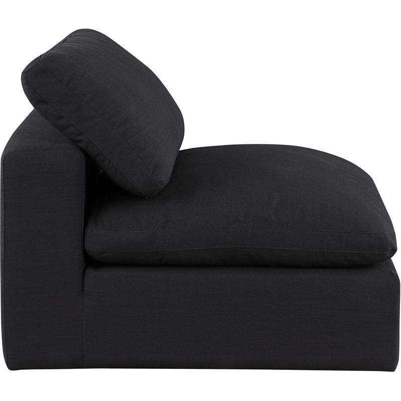 Meridian Furniture Comfy Black Linen Textured Fabric Armless Chair