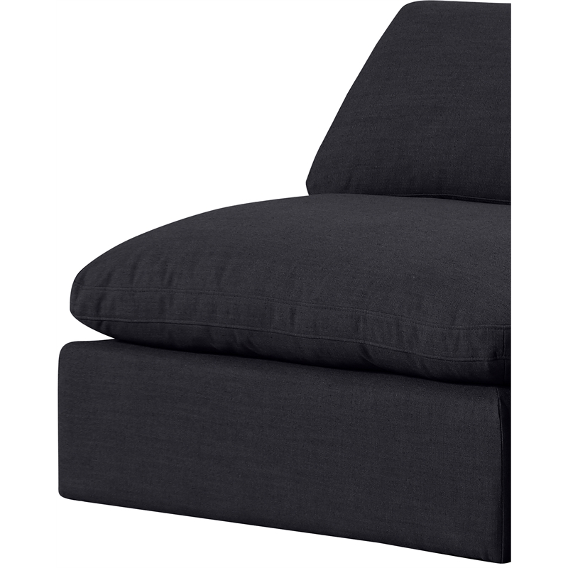 Meridian Furniture Comfy Black Linen Textured Fabric Armless Chair